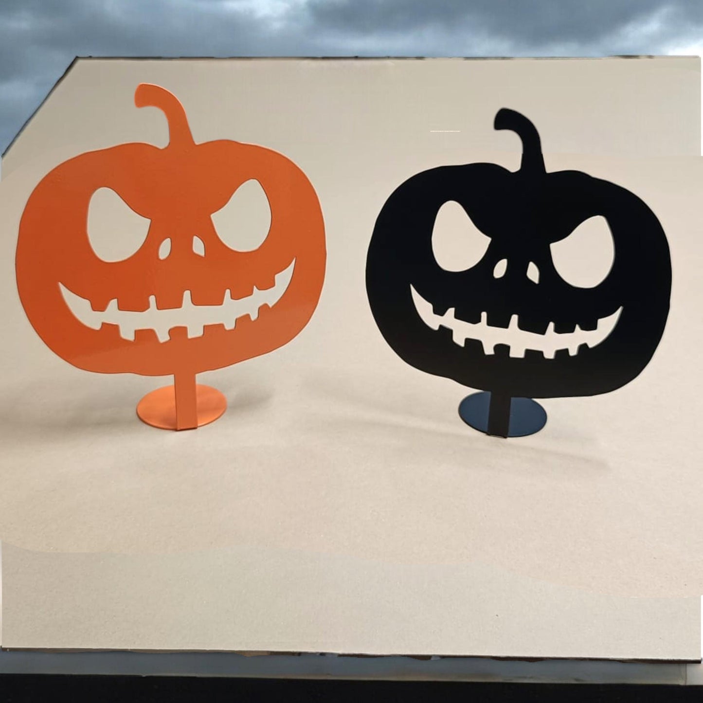 Custom Metal Jack-O-Lantern Desktop Ornament | Halloween Pumpkin Decor | Spooky Tabletop Decoration | Personalized Halloween Centerpiece