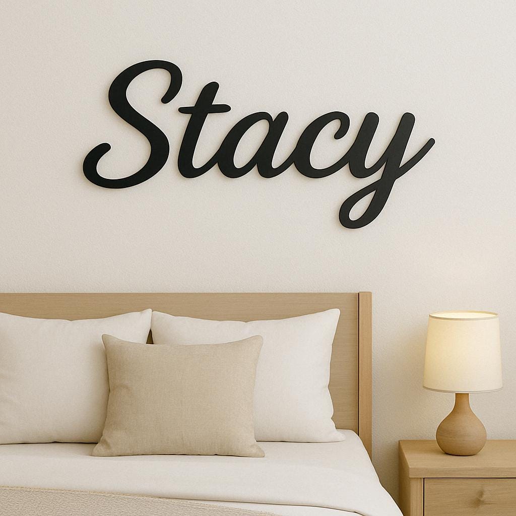 Custom Metal Name Sign, Your Custom Text, Cursive Words for the Wall, Modern Metal Words, Christmas Gift for Her Him
