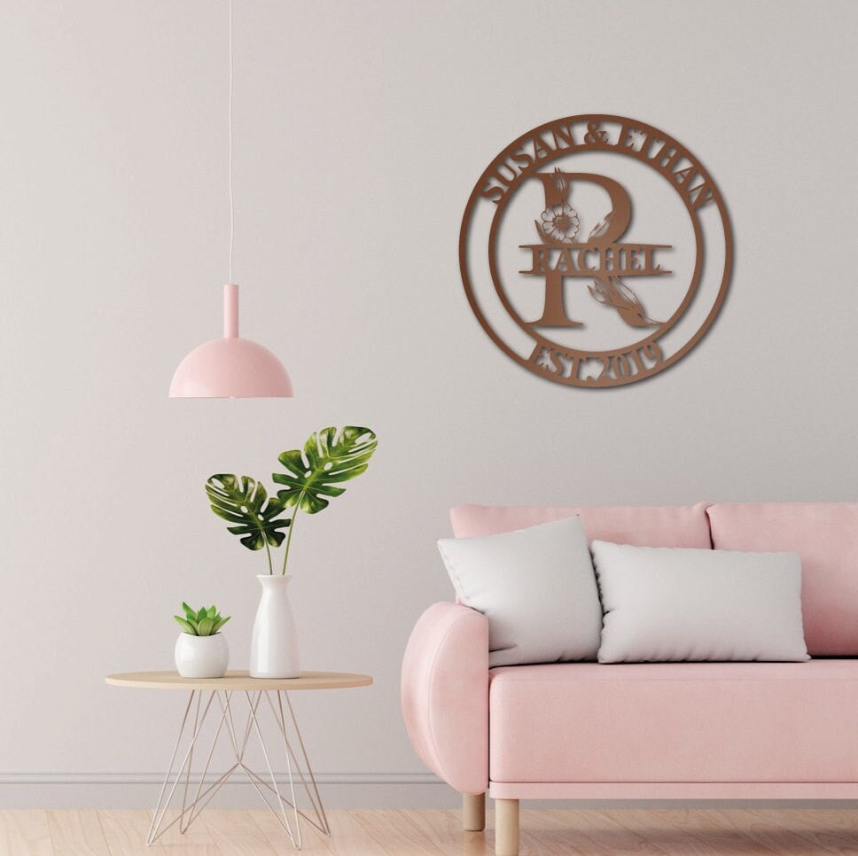 Personalized Family Name Metal Sign, Custom Last Name Sign, Housewarming Wall Decor Gift, Wedding Gift for Couple, Realtor New Home Gift