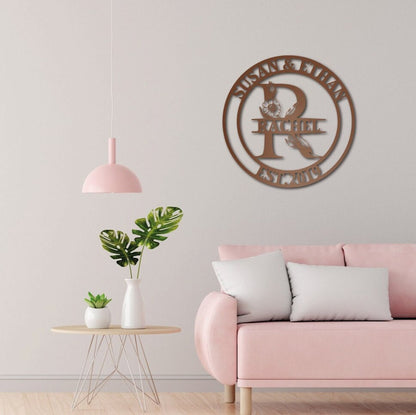 Personalized Family Name Metal Sign, Custom Last Name Sign, Housewarming Wall Decor Gift, Wedding Gift for Couple, Realtor New Home Gift