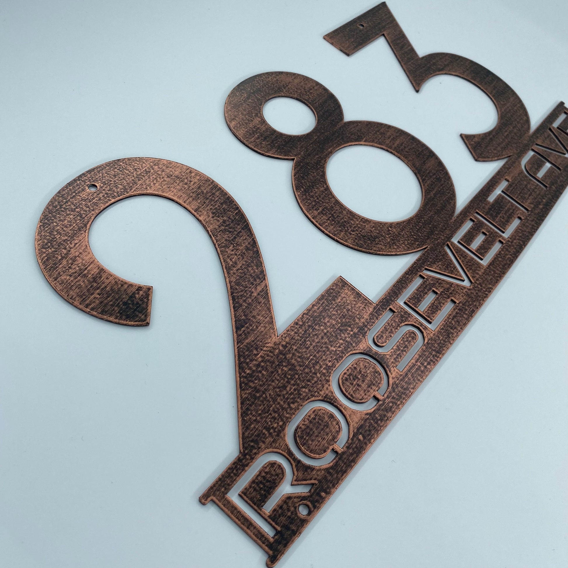 Custom Metal Address Sign with Stakes - Personalized Street Name Plaque, Outdoor Modern Address Sign with Street Name - House Number Plaque