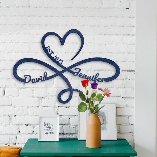 Eternal Love Symbol Metal Sign - Christmas Gifts, Personalized Heart Infinity Metal Sign for Anniversary, Wedding and Fiance Gift
