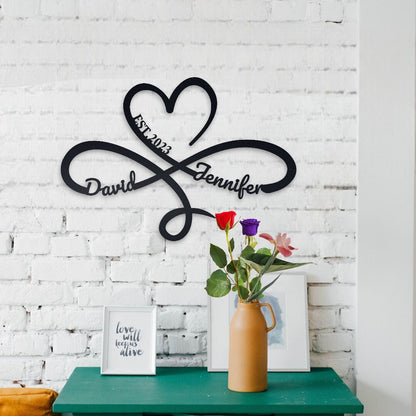 Eternal Love Symbol Metal Sign - Christmas Gifts, Personalized Heart Infinity Metal Sign for Anniversary, Wedding and Fiance Gift