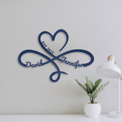 Eternal Love Symbol Metal Sign - Christmas Gifts, Personalized Heart Infinity Metal Sign for Anniversary, Wedding and Fiance Gift