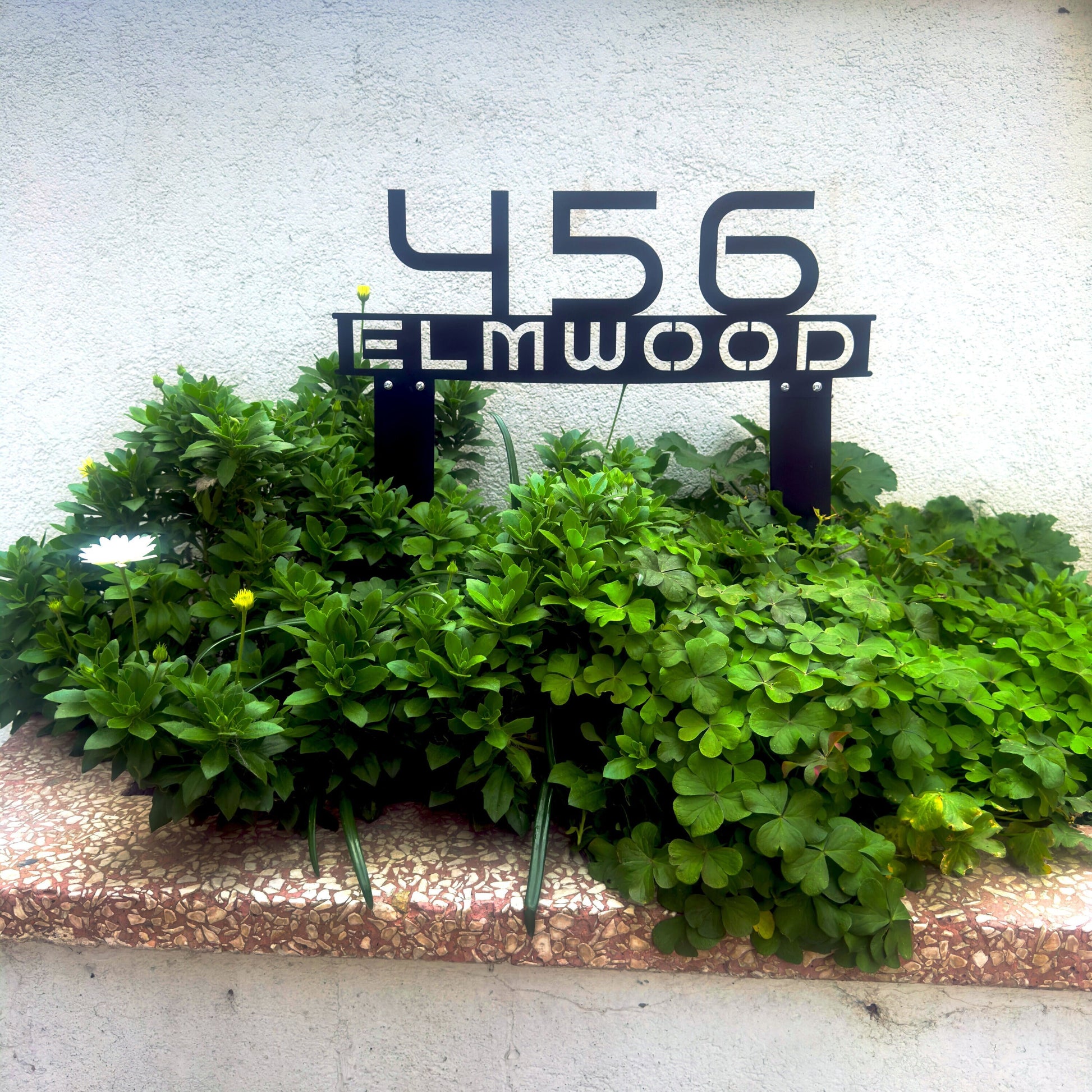 Custom Metal Address Sign with Stakes - Personalized Street Name Plaque, Outdoor Modern Address Sign with Street Name - House Number Plaque