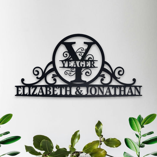 Custom Monogram Metal Sign, Personalized Family Name Sign, Custom Elegant Metal Wall Decor, Metal Wall Art, Address Sign