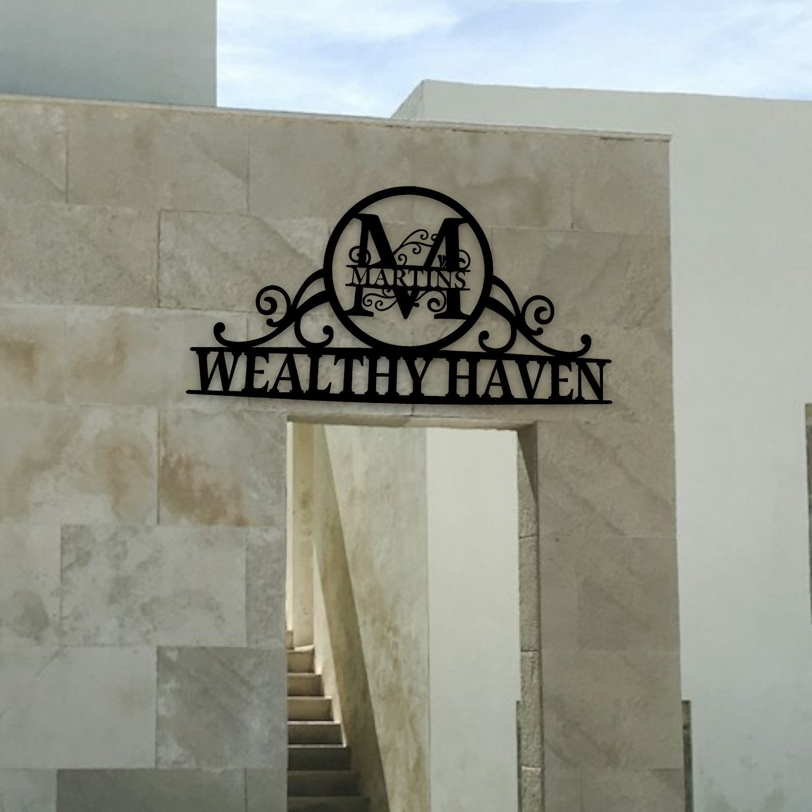 Custom Monogram Metal Sign, Personalized Family Name Sign, Custom Elegant Metal Wall Decor, Metal Wall Art, Address Sign