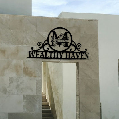 Custom Monogram Metal Sign, Personalized Family Name Sign, Custom Elegant Metal Wall Decor, Metal Wall Art, Address Sign