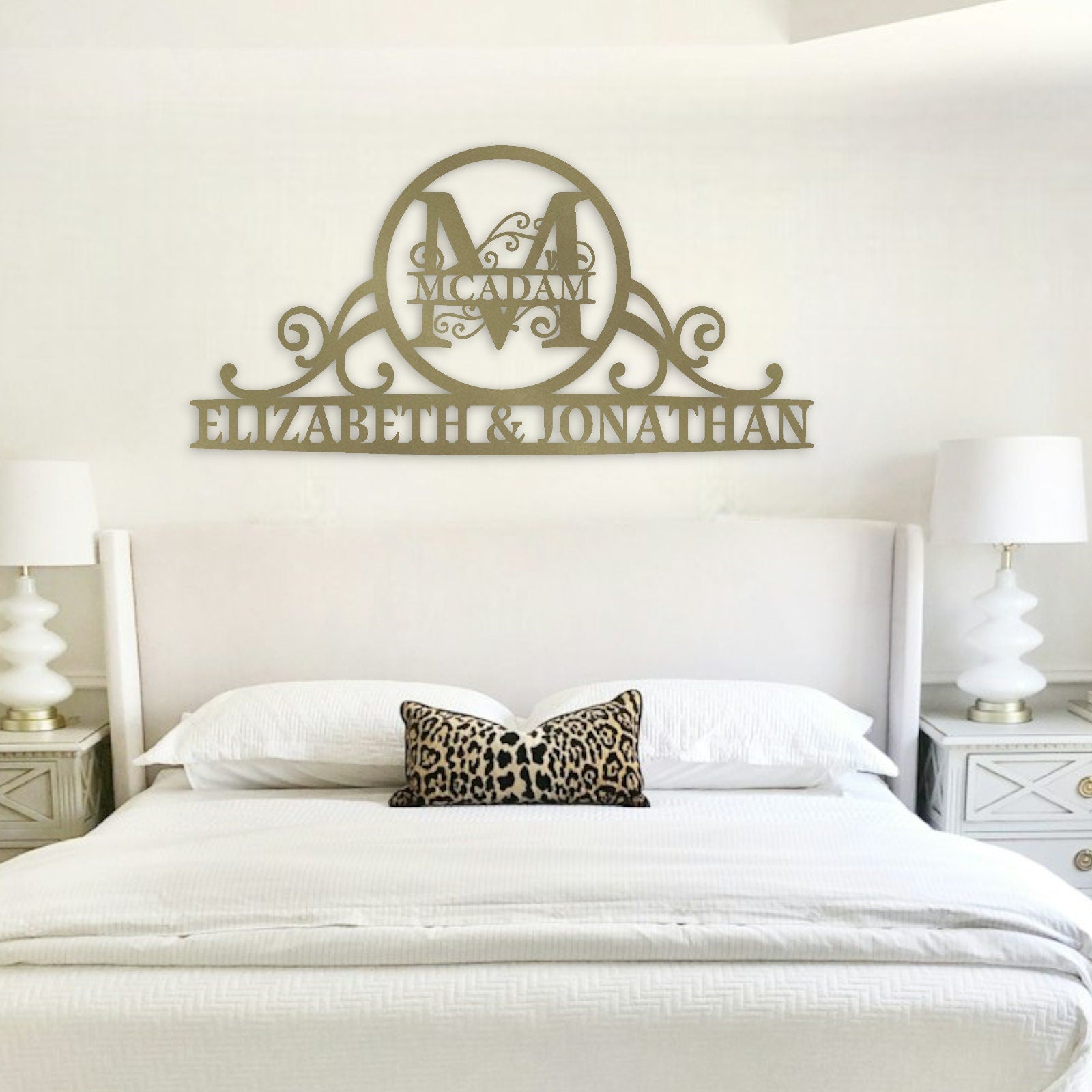 Custom Monogram Metal Sign, Personalized Family Name Sign, Custom Elegant Metal Wall Decor, Metal Wall Art, Address Sign