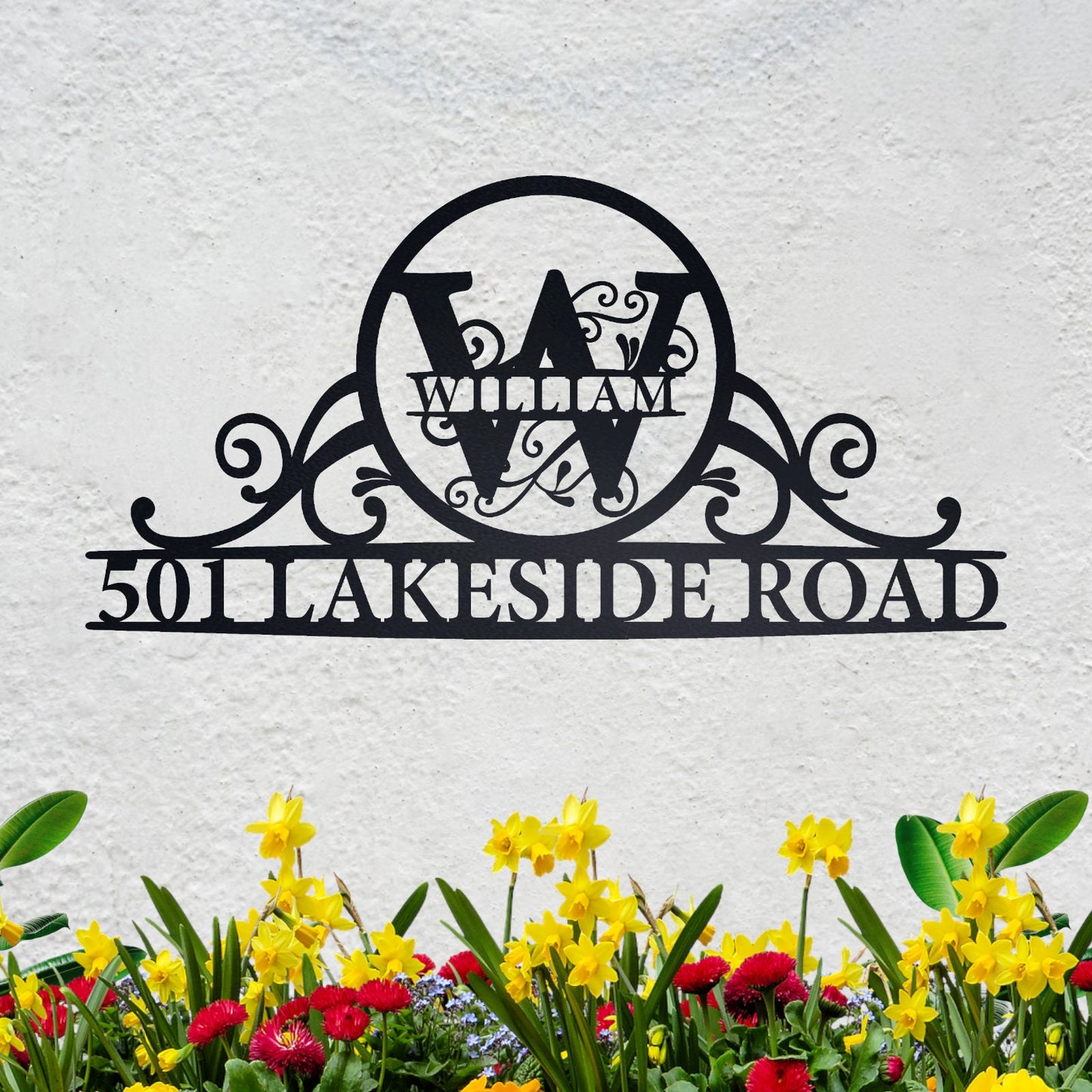 Custom Monogram Metal Sign, Personalized Family Name Sign, Custom Elegant Metal Wall Decor, Metal Wall Art, Address Sign