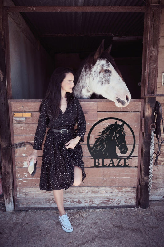 Custom Horse Stall Name Sign, Horse Name Plaque, Personalized Horse Metal Sign for Farm Barn Ranch, Metal Sign Horse Name Plate