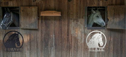 Custom Horse Stall Name Sign, Horse Name Plaque, Personalized Horse Metal Sign for Farm Barn Ranch, Metal Sign Horse Name Plate