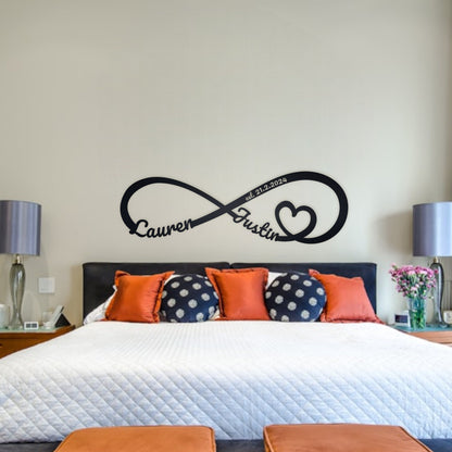 Personalized Gift for The Couple, Infinity Metal Sign, Gift for Girlfriend Wife Parents Wedding, Metal Est. infinity Sign, Door Hanger
