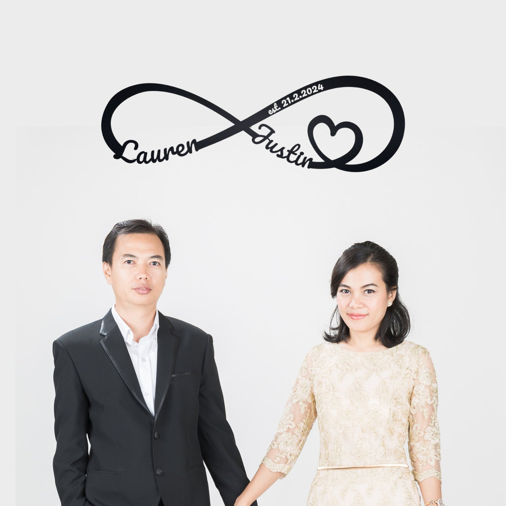 Personalized Gift for The Couple, Infinity Metal Sign, Gift for Girlfriend Wife Parents Wedding, Metal Est. infinity Sign, Door Hanger