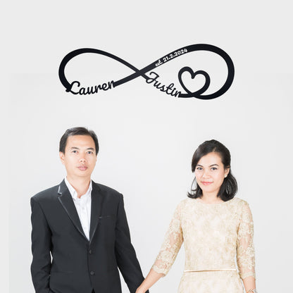 Personalized Gift for The Couple, Infinity Metal Sign, Gift for Girlfriend Wife Parents Wedding, Metal Est. infinity Sign, Door Hanger