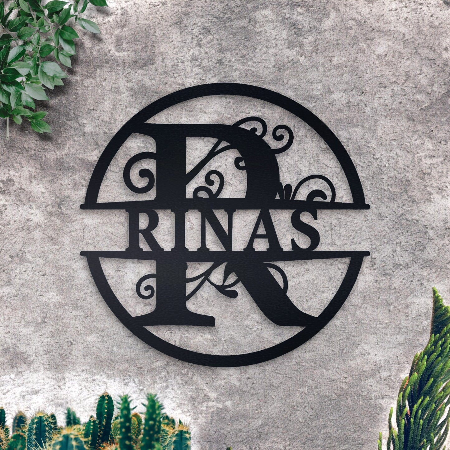 Custom Name Metal Sign, Gifts for Him Her, Metal Wall Art, Stylish Metal Initial Door Hanger, New Home Gift