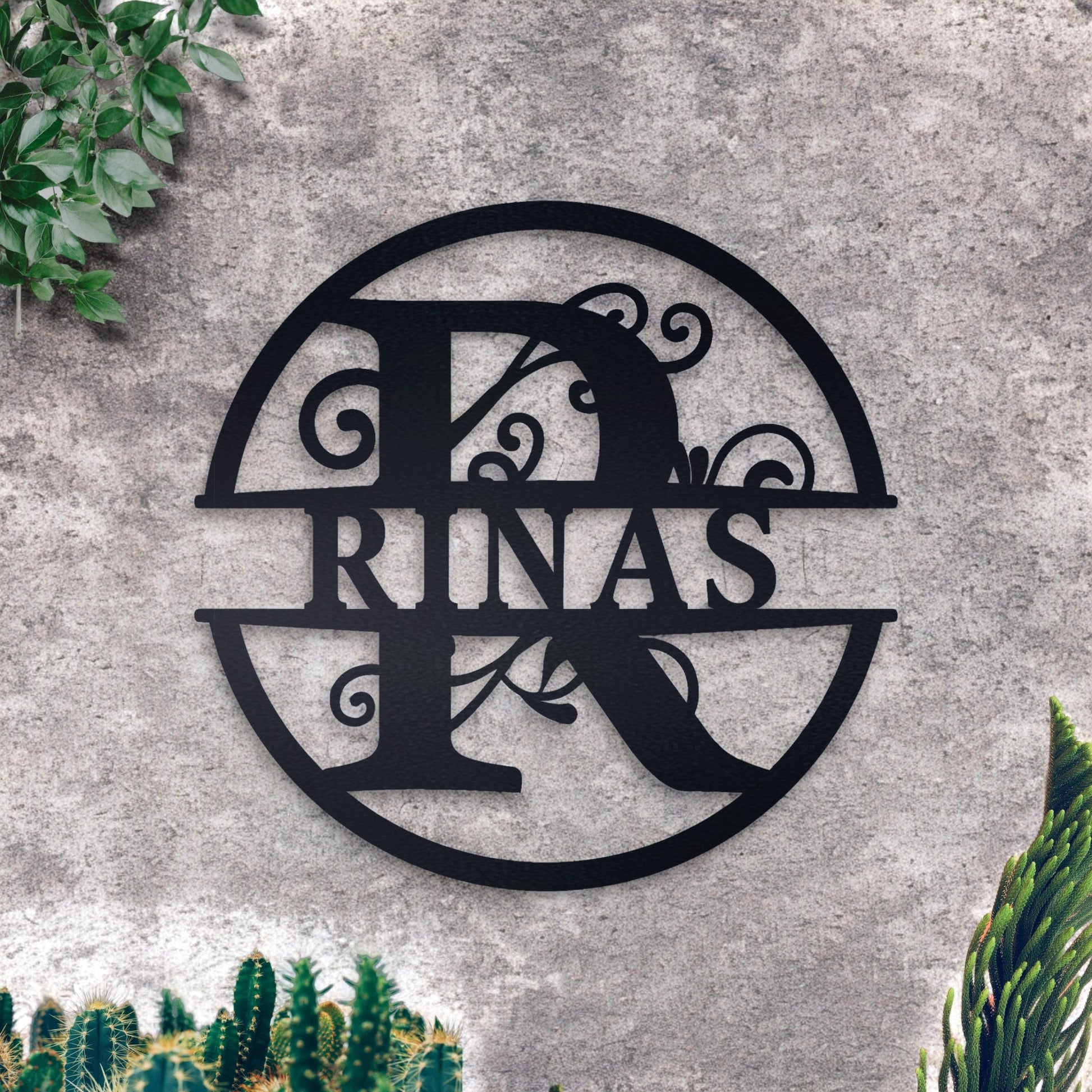 Custom Name Metal Sign, Gifts for Him Her, Metal Wall Art, Stylish Metal Initial Door Hanger, New Home Gift
