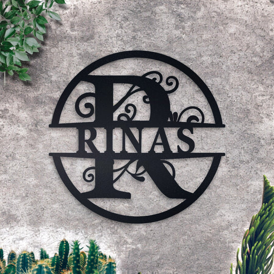 Personalized Name Metal Sign, Stylish Metal Initial Door Hanger, Christmas Gifts for Him Her, Metal Wall Art, Gift for Girlfriend Wife