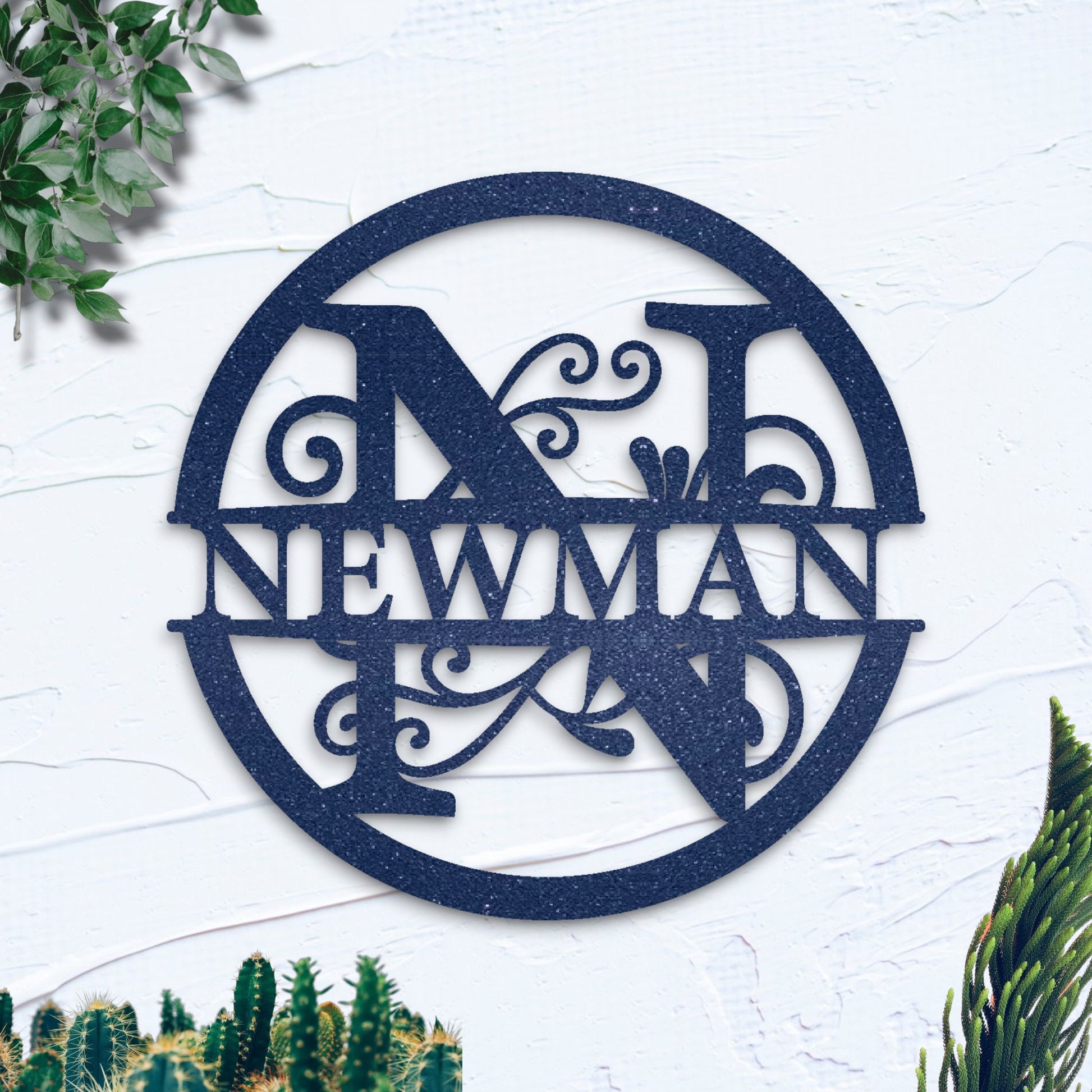 Custom Name Metal Sign, Gifts for Him Her, Metal Wall Art, Stylish Metal Initial Door Hanger, New Home Gift