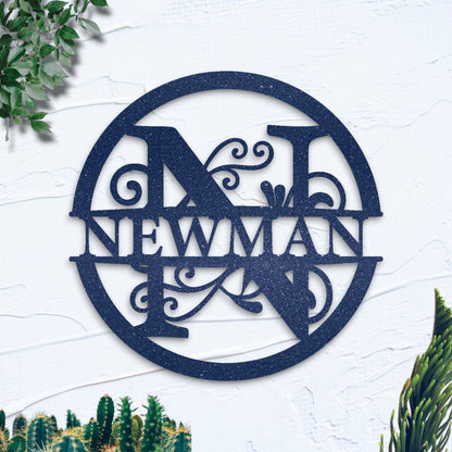 Custom Name Metal Sign, Gifts for Him Her, Metal Wall Art, Stylish Metal Initial Door Hanger, New Home Gift
