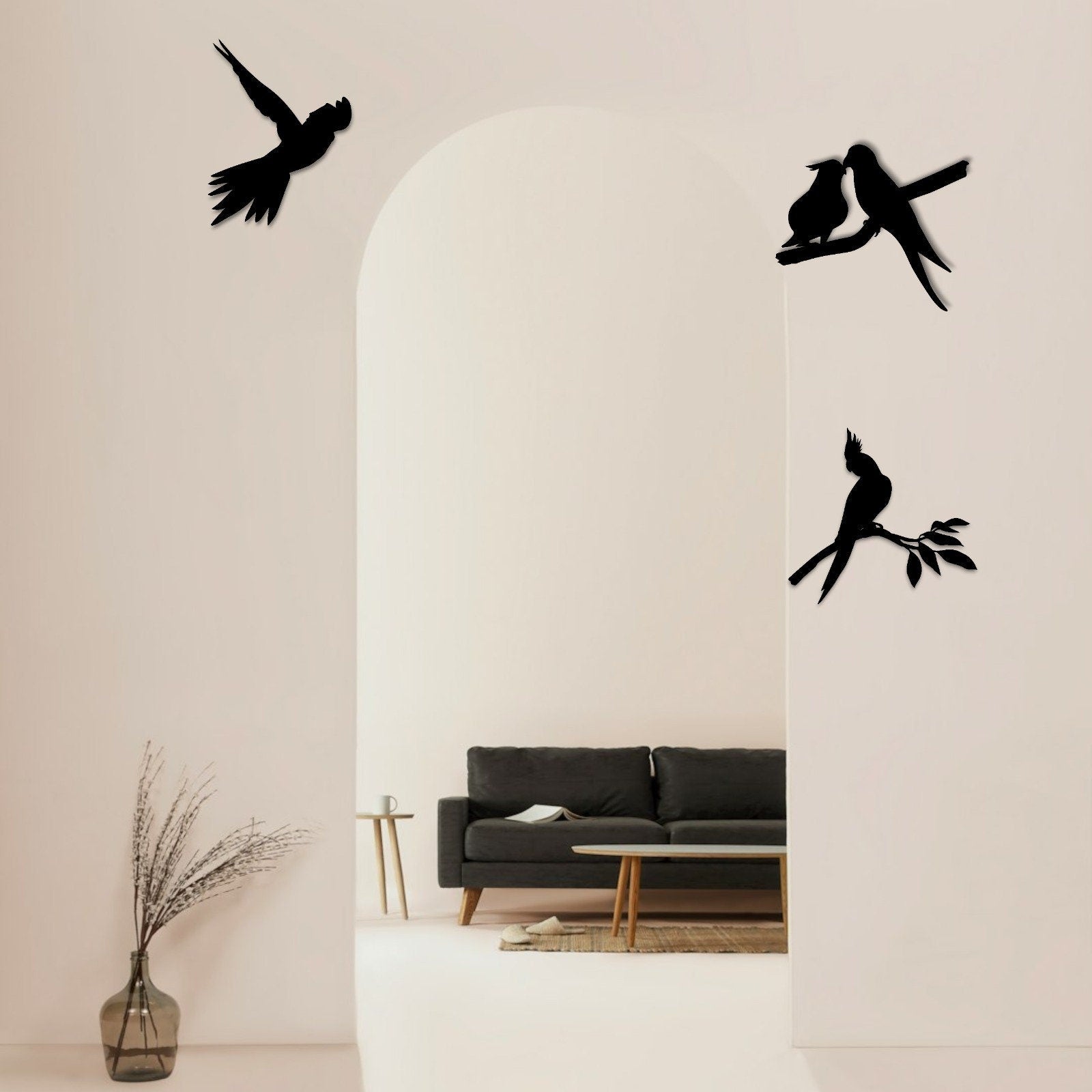 Birds Metal Wall Art, Physical Product, Minimalist Metal Wall Decor, 34 Different Design, Stylish Metal Wall Art for Home, Colour Options