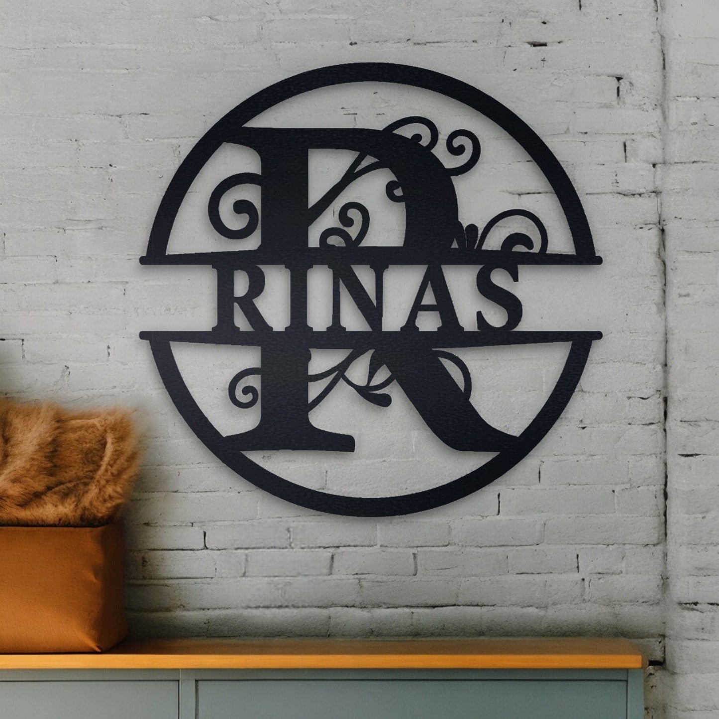 Custom Name Metal Sign, Gifts for Him Her, Metal Wall Art, Stylish Metal Initial Door Hanger, New Home Gift