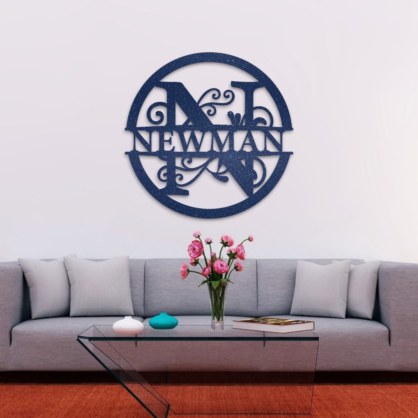 Custom Name Metal Sign, Gifts for Him Her, Metal Wall Art, Stylish Metal Initial Door Hanger, New Home Gift