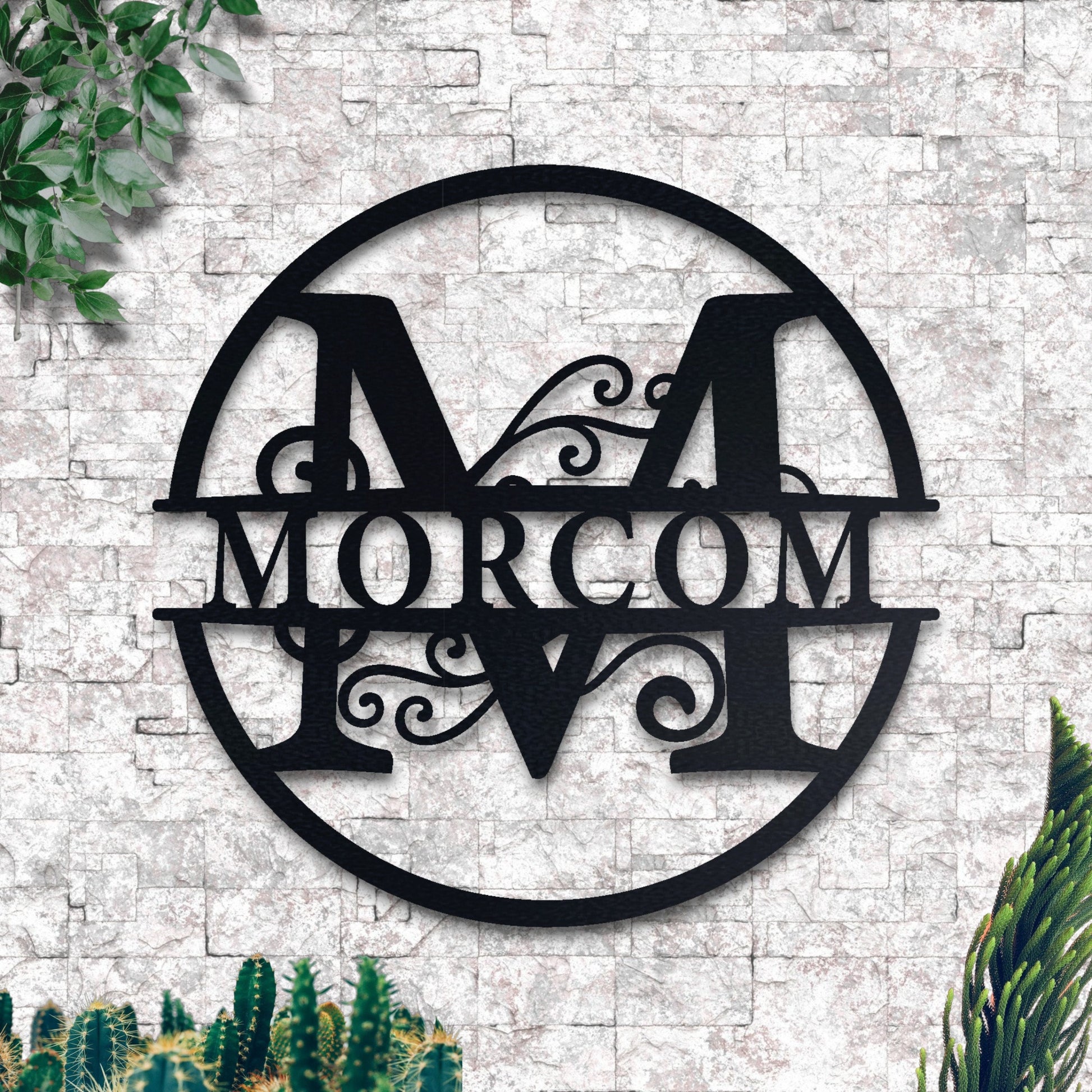 Custom Name Metal Sign, Stylish Metal Initial Door Hanger, Christmas Gifts for Him Her, Metal Wall Art, Gift for Girlfriend Wife