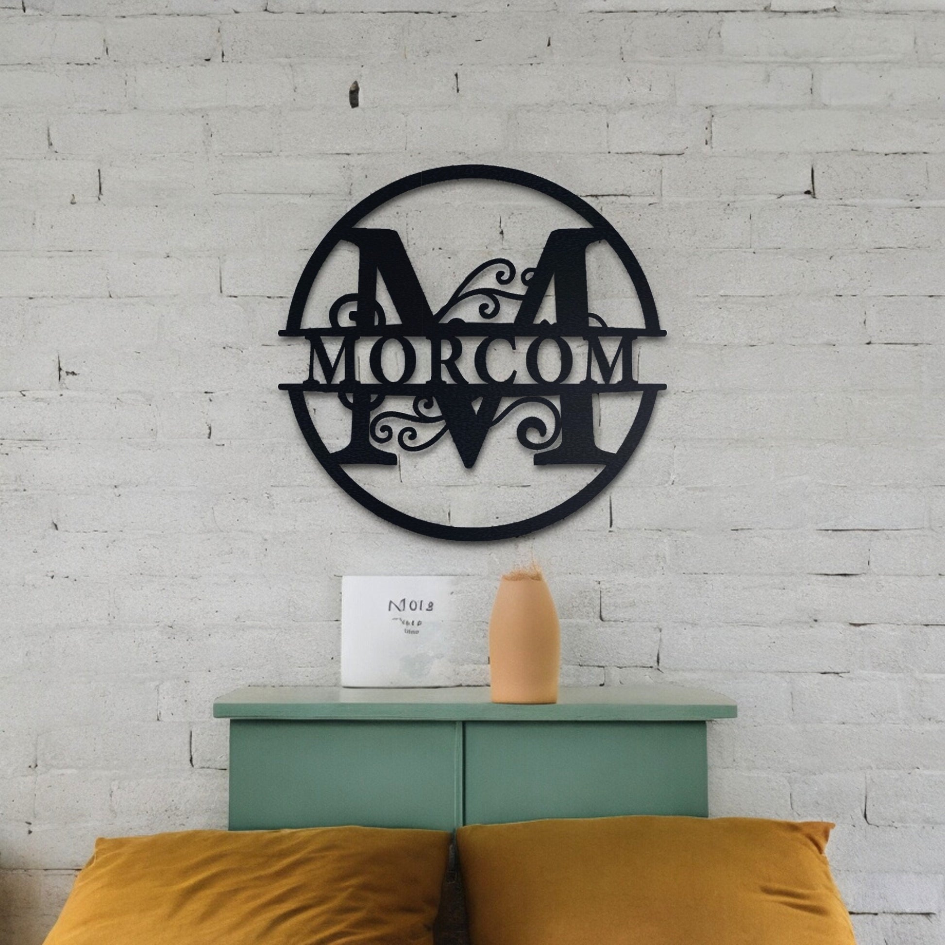 Custom Name Metal Sign, Gifts for Him Her, Metal Wall Art, Stylish Metal Initial Door Hanger, New Home Gift