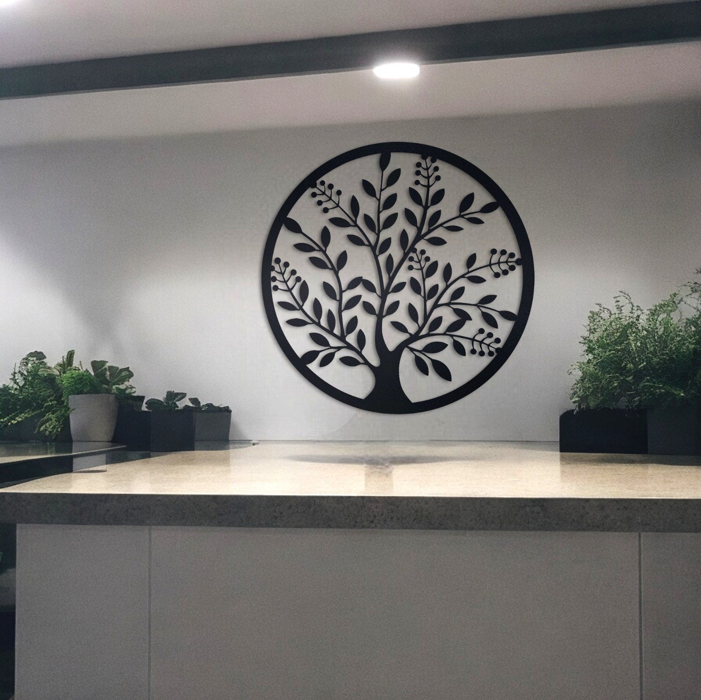 Elegant Metal Wall Art, Tree Metal Sign, Metal Door Hanger, Wedding Gift, Leafy Sign, Housewarming Gift