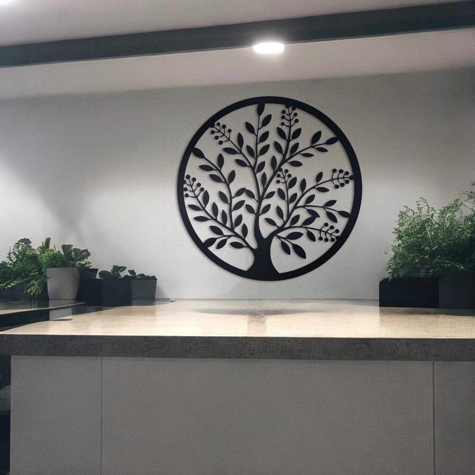 Elegant Metal Wall Art, Tree Metal Sign, Metal Door Hanger, Wedding Gift, Leafy Sign, Housewarming Gift