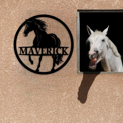 Personalized Horse Stall Name Sign, Name Plaque Custom Horse Metal Sign for Farm Barn Ranch, Metal Sign Horse Name Plate
