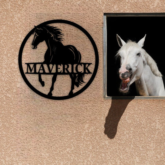Personalized Horse Stall Name Sign, Name Plaque Custom Horse Metal Sign for Farm Barn Ranch, Metal Sign Horse Name Plate
