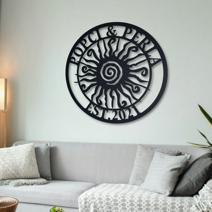 Custom Wacky Sun Metal Wall Art, Unique Patio & Garden Decoration, Sun Metal Art, Personalized Name Sign, Porch Decor, Gift for Her Him