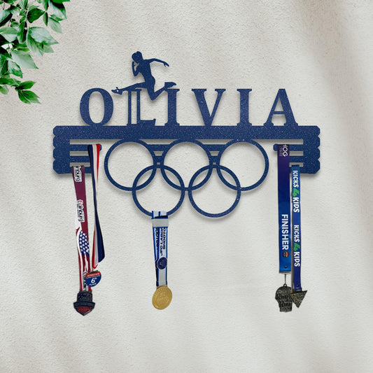 Custom Name Medal Hanger, Olympic Style Medal Holder, Personalized Text Medal Hanger,Award Display, Medal Rungs for Medals & Ribbons,