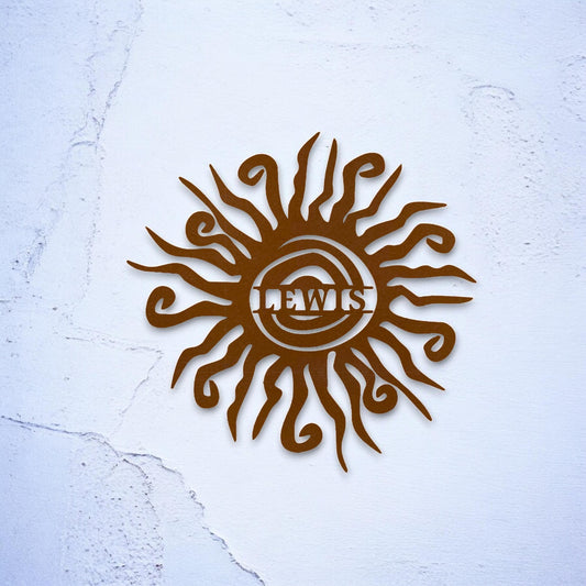 Personalized Wacky Sun Metal Wall Art, Custom Name Sun Metal Art, Name Sign, Est Sign, Garden Decor  Outdoor Wall Decor, Porch Decor