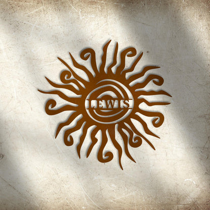 Personalized Wacky Sun Metal Wall Art, Custom Name Sun Metal Art, Name Sign, Est Sign, Garden Decor  Outdoor Wall Decor, Porch Decor