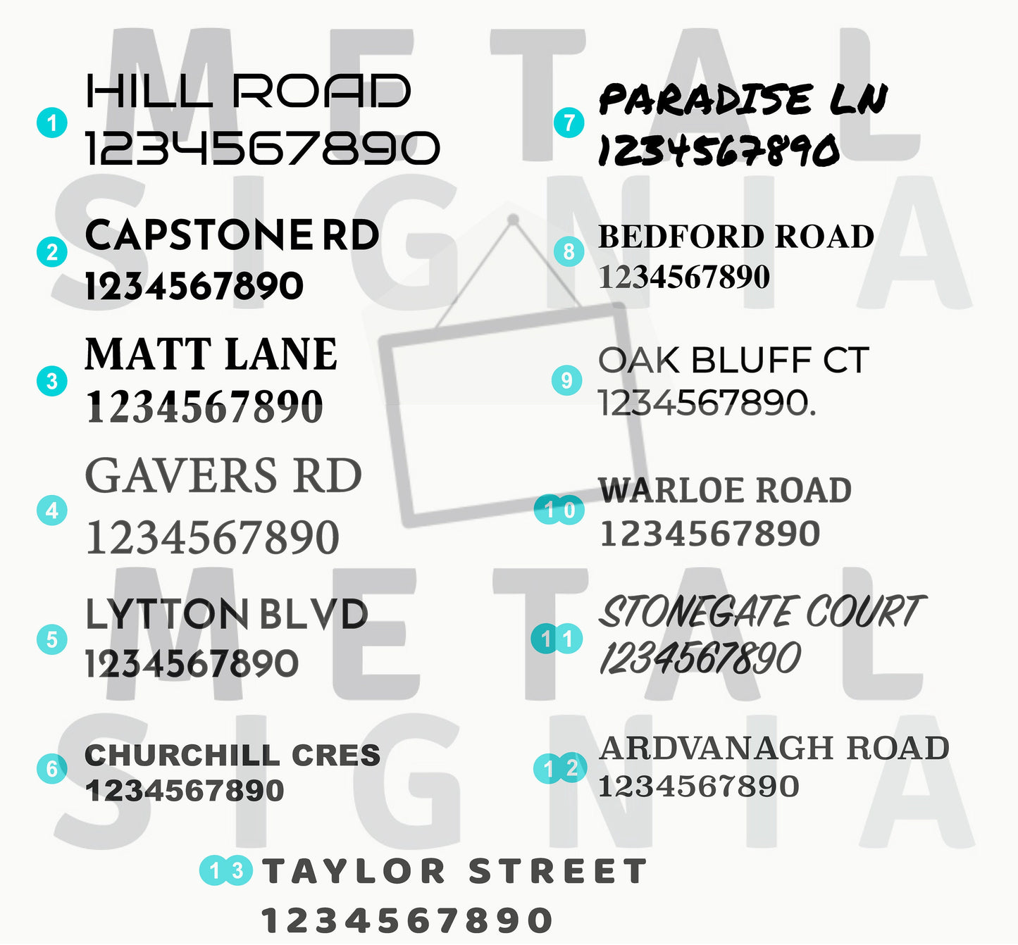 Custom Metal Address Sign with Stakes - Personalized Street Name Plaque, Outdoor Modern Address Sign with Street Name - House Number Plaque
