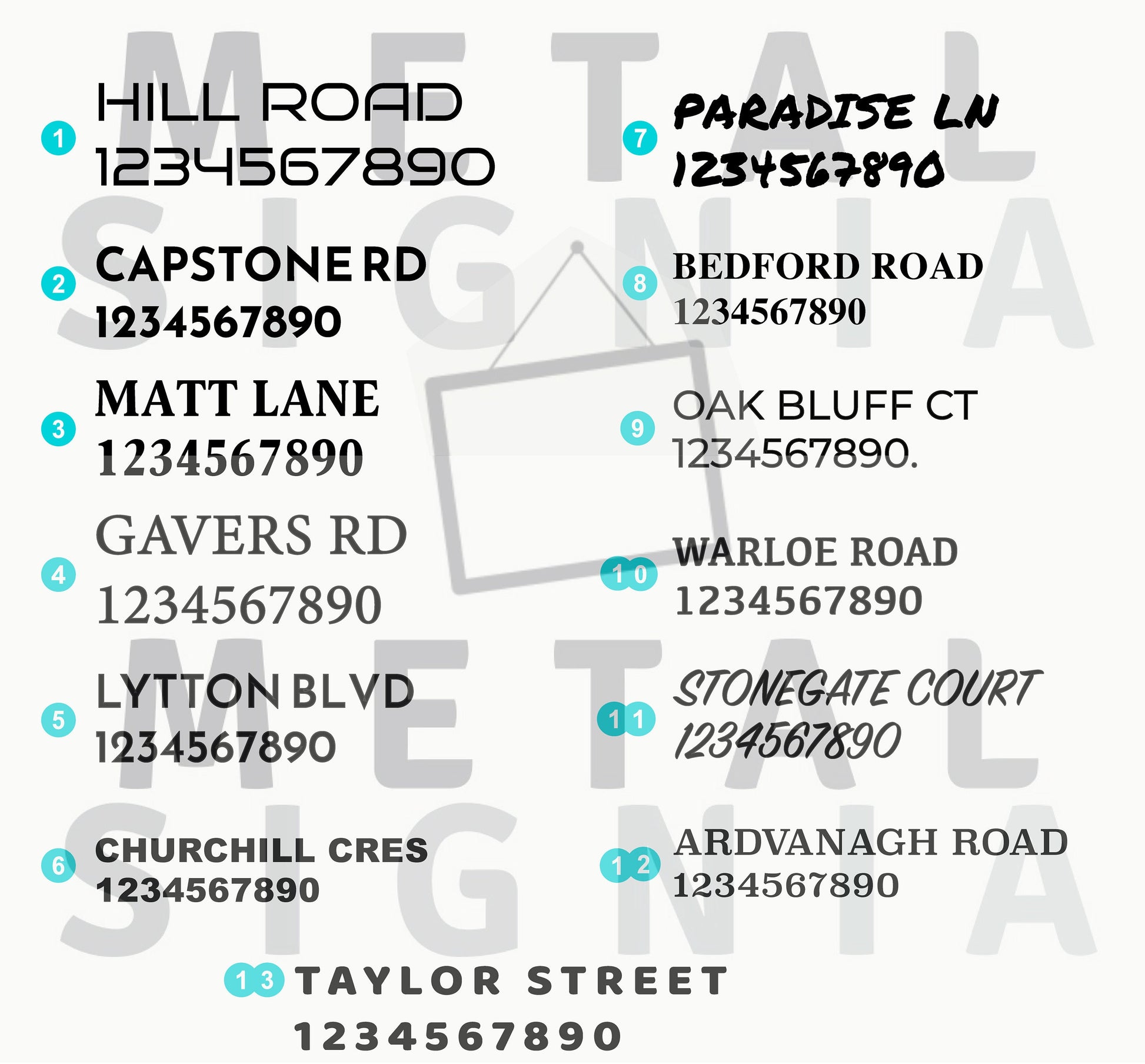 Custom Metal Address Sign with Stakes - Personalized Street Name Plaque, Outdoor Modern Address Sign with Street Name - House Number Plaque