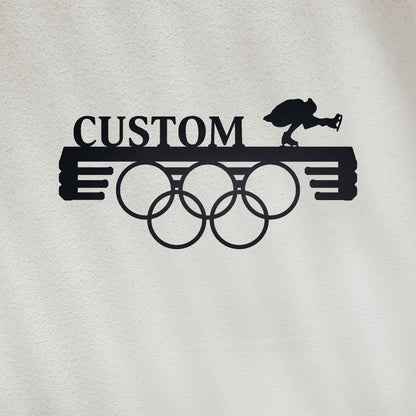 Olympic Style Custom Medal Holder, 75 Designs and Custom Logo Text Available, Personalized Name Medal Display Hanger, Award Display