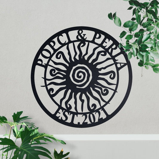 Personalized Wacky Sun Metal Wall Art, Custom Sun Metal Art, Name Sign, Garden Decor  Outdoor Wall Decor, Gift for Parents, Christmas Gift