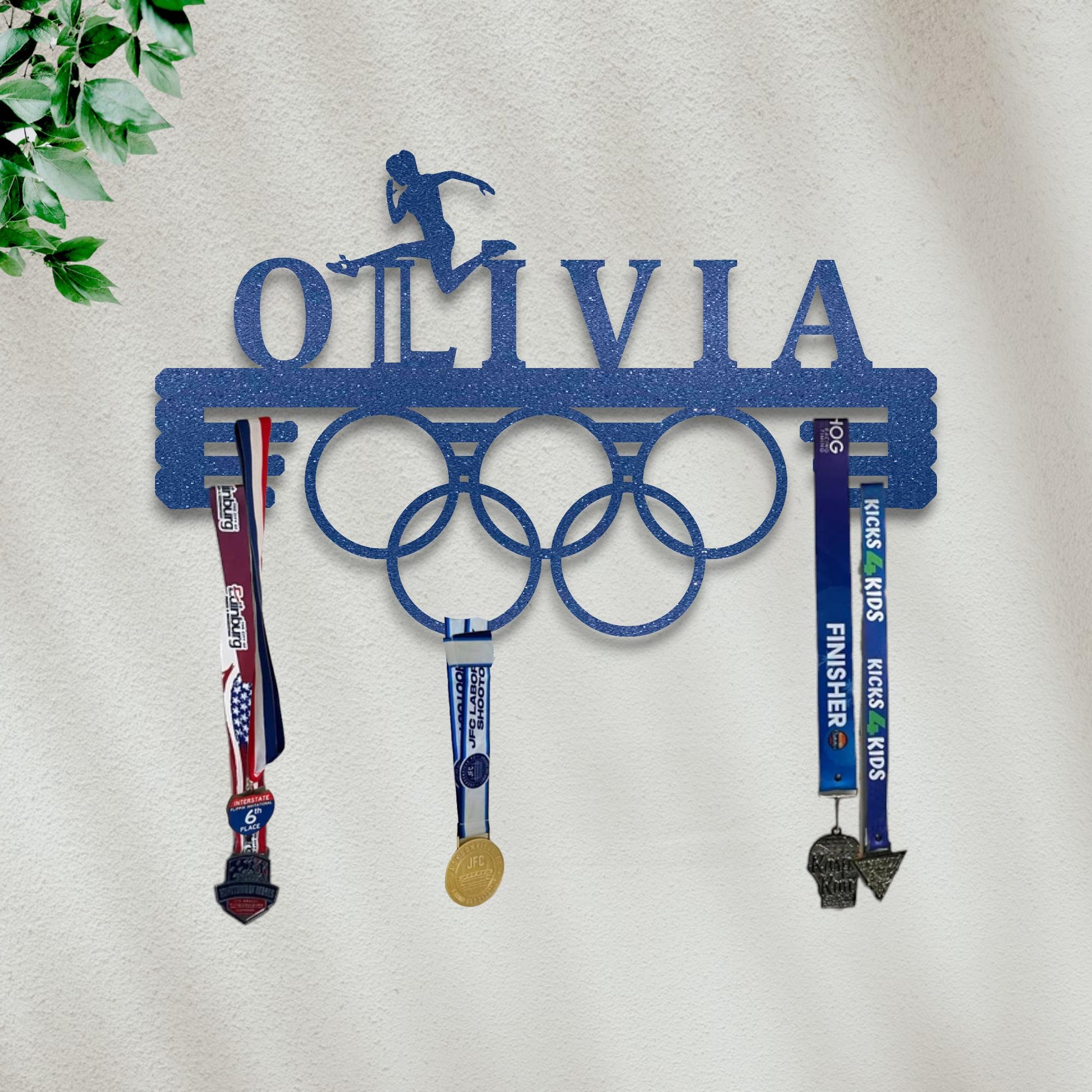 Custom Name Medal Hanger, Olympic Style Medal Holder, Personalized Text Medal Hanger,Award Display, Medal Rungs for Medals & Ribbons,