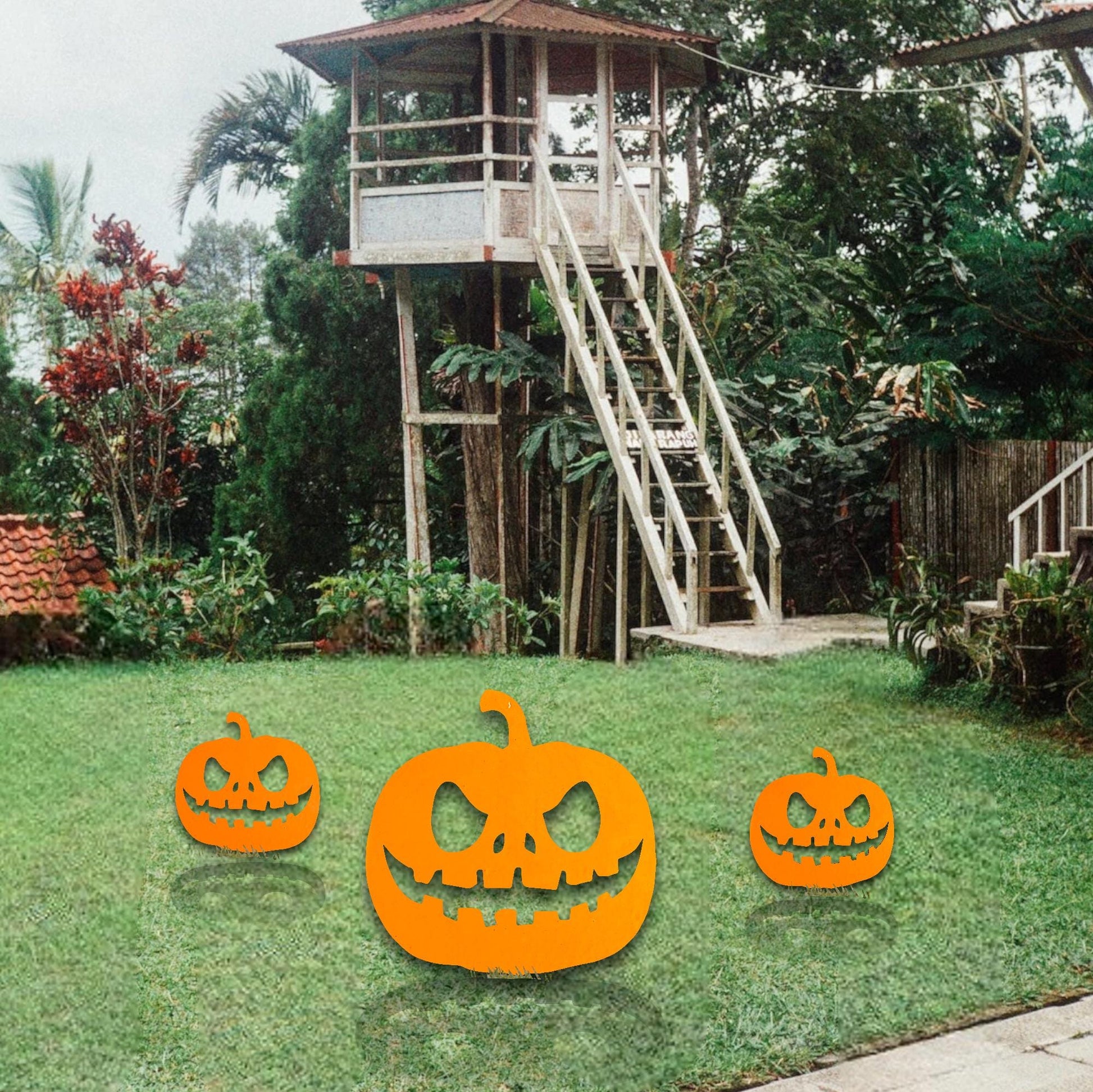 Pumpkin Metal Sign with Stake, Custom Halloween Outdoor Decorations, Halloween Signs, Halloween Gift