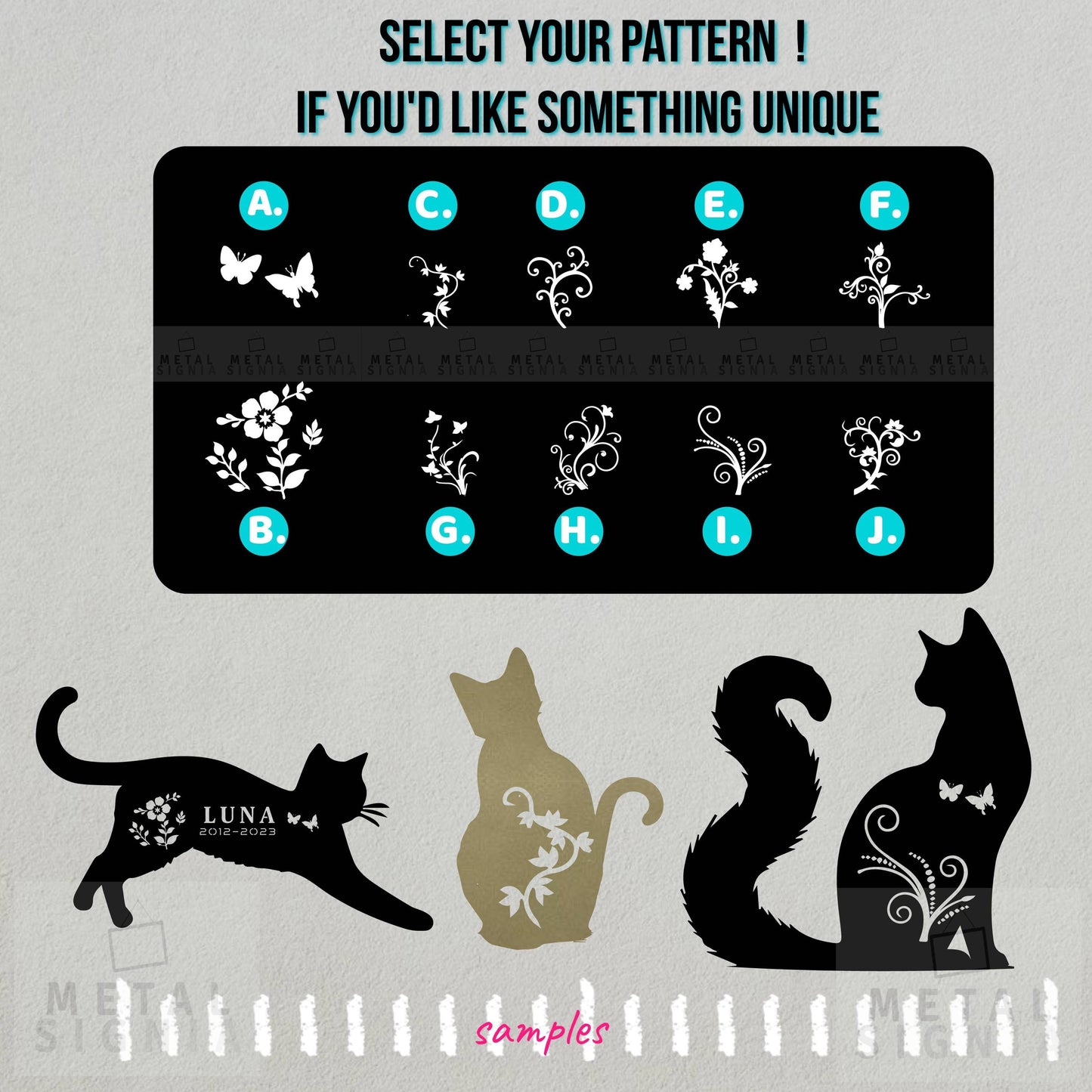 Custom Metal Cat Sign, Create Your Own Cat Sign, Color Options, Cat Memorial Grave Marker, Garden Stake Sign, Pet Loss Gift,  Cat Lover Gift