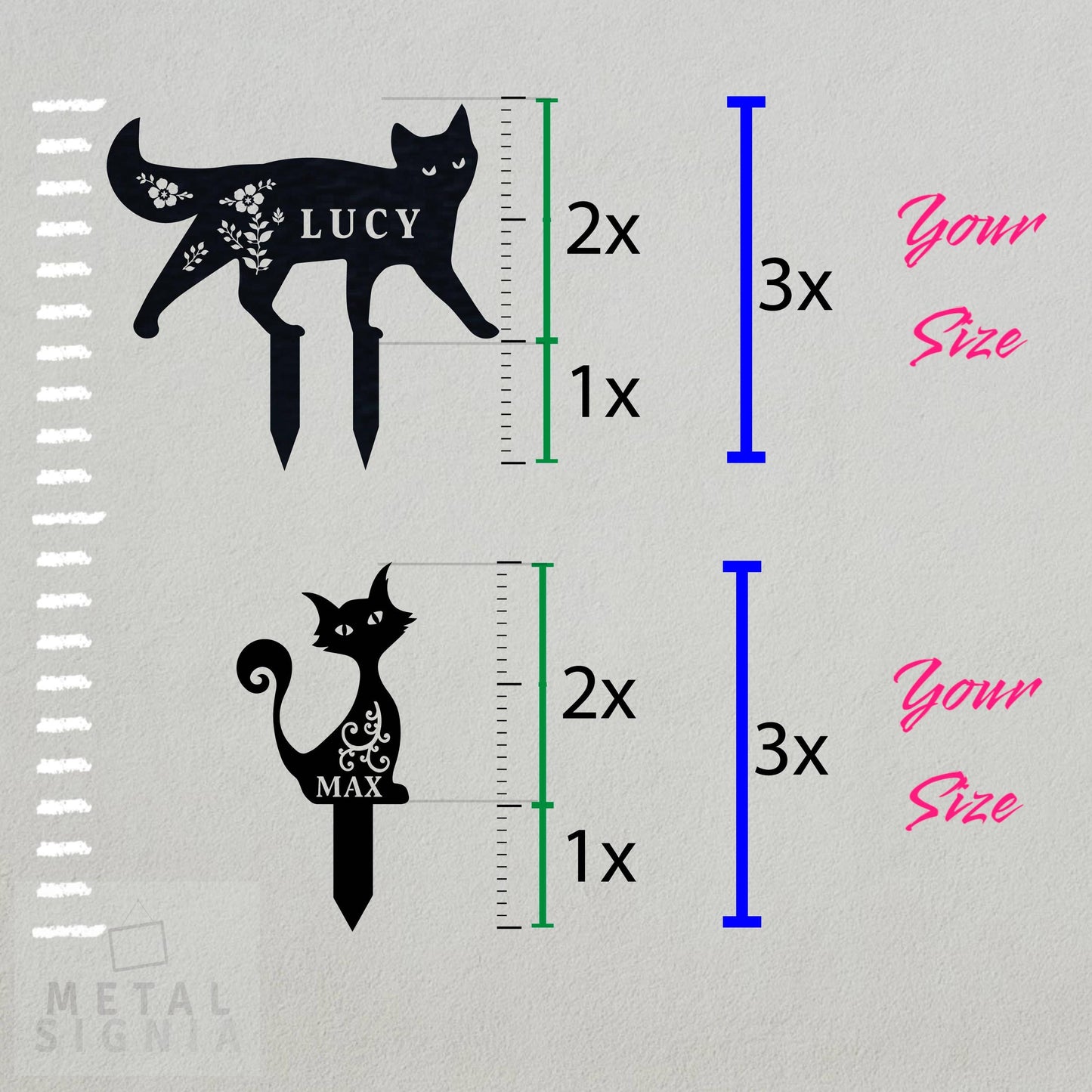 Custom Metal Cat Sign, Create Your Own Cat Sign, Color Options, Cat Memorial Grave Marker, Garden Stake Sign, Pet Loss Gift,  Cat Lover Gift
