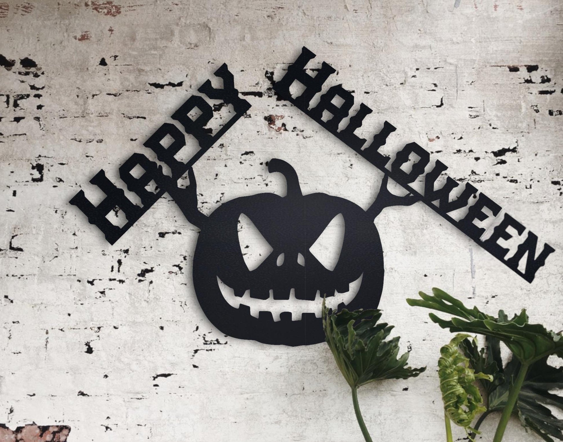 Custom Metal Jack-O-Lantern Sign - Halloween Pumpkin Wall Decor - Indoor/Outdoor Waterproof Metal Art - Spooky Holiday Decoration