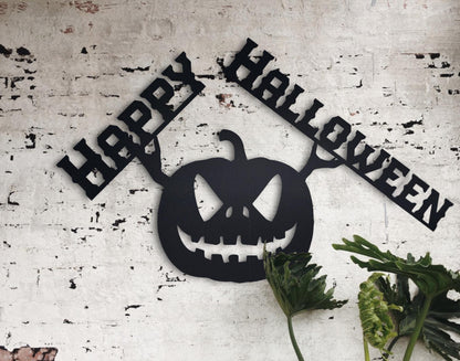 Custom Metal Jack-O-Lantern Sign - Halloween Pumpkin Wall Decor - Indoor/Outdoor Waterproof Metal Art - Spooky Holiday Decoration