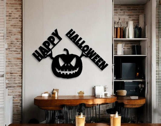 Custom Metal Jack-O-Lantern Sign - Halloween Pumpkin Wall Decor - Indoor/Outdoor Waterproof Metal Art - Spooky Holiday Decoration