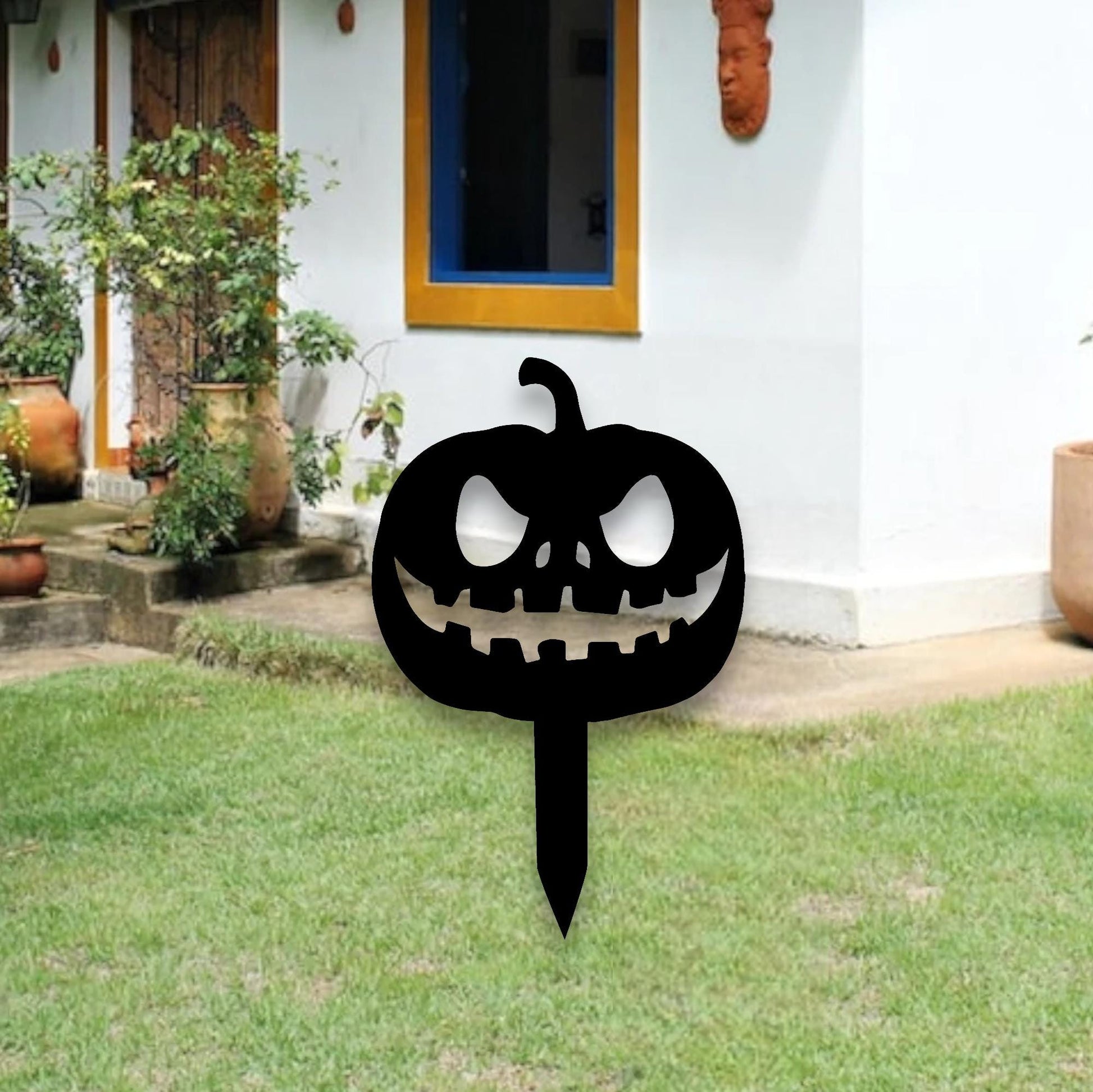 Pumpkin Metal Sign with Stake, Custom Halloween Outdoor Decorations, Halloween Signs, Halloween Gift