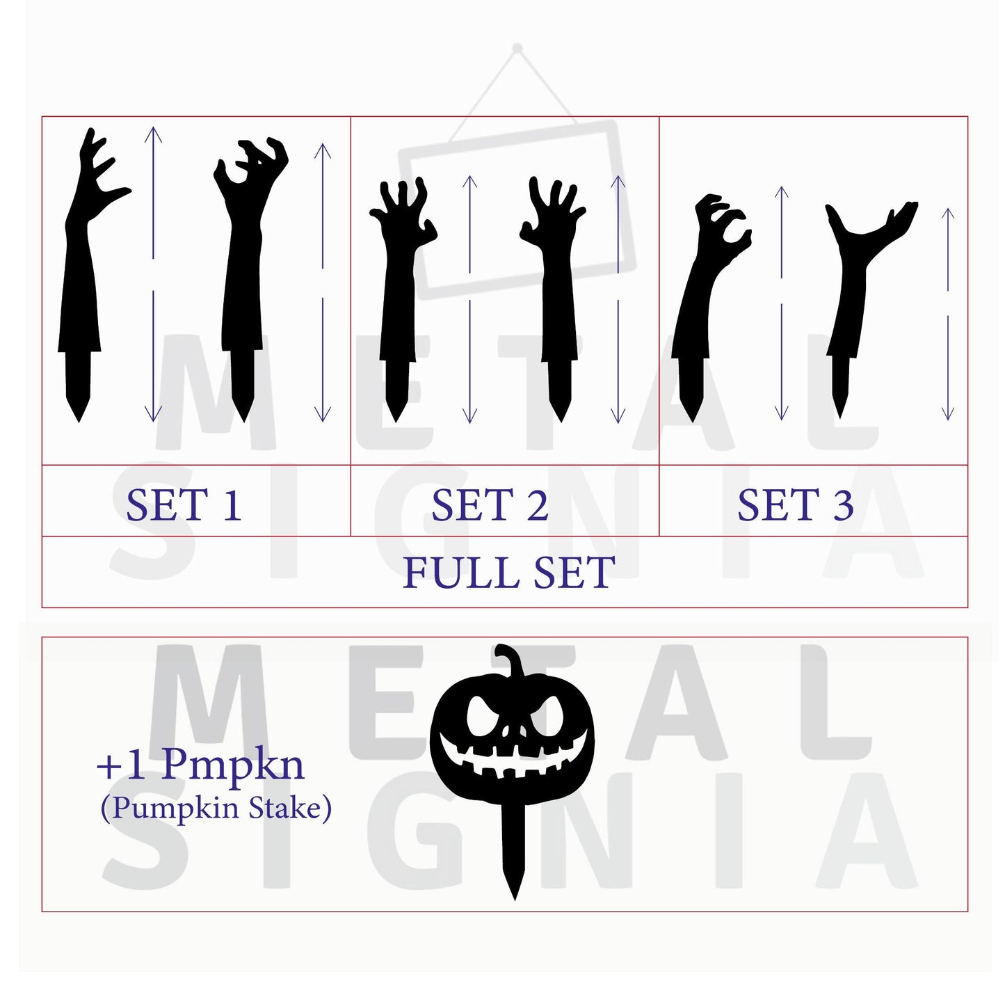 Zombie Hands Metal Decor and Pumpkin Stake, Metal Halloween Yard Stakes, Halloween Zombie Decor, Halloween Decor, Halloween Garden Sign
